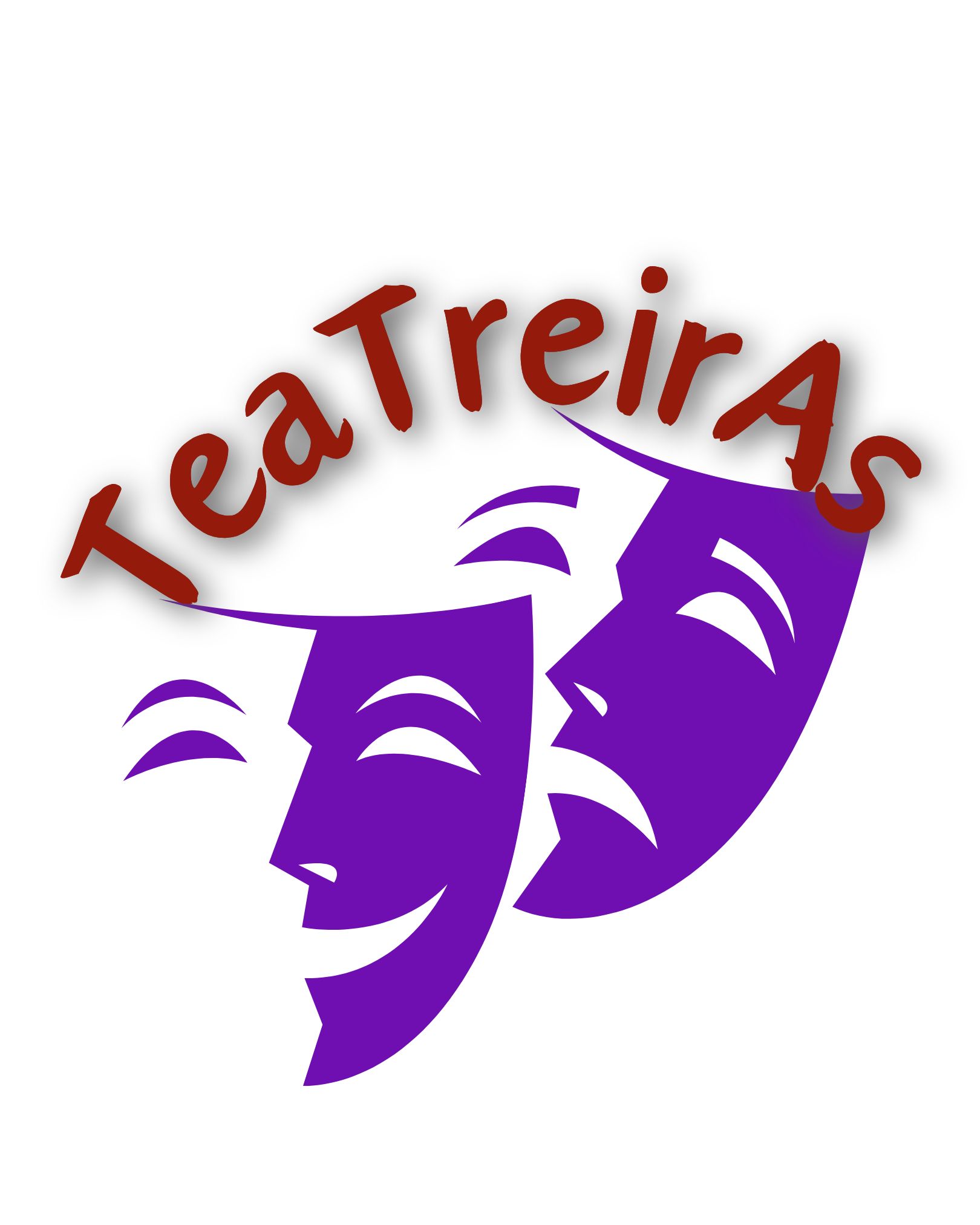 Imagem com o logotipo "Teatreiras" em vermelho e logo abaixo estão as máscaras do teatro, representando a comédia e a tragédia.